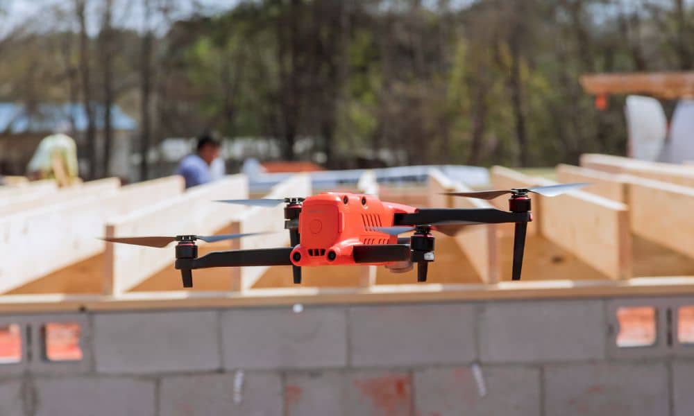 Drone surveying a construction site to capture accurate land and project data