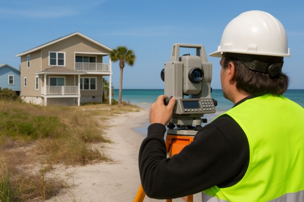 elevation certificate - ALTA SURVEY Florida Surveyor in Fort Myers, FL measuring property elevation for FEMA elevation certificate to determine flood insurance premiums