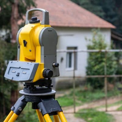 Survey equipment tripod site measurement - ALTA SURVEY Florida Survey equipment used to verify elevation for a FEMA elevation certificate