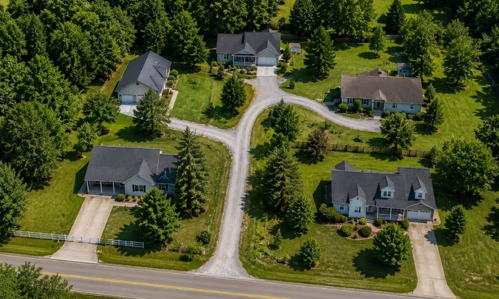Aerial view of a shared access route mapped by a professional land surveyor in Jacksonville, FL